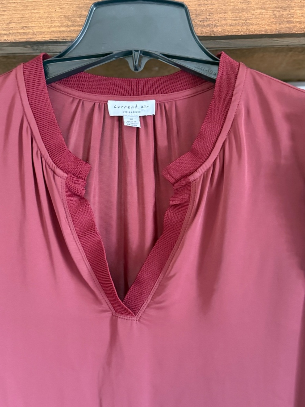 Current Air Spilt-Neck Blouse - Burgundy - Picture 5 of 8
